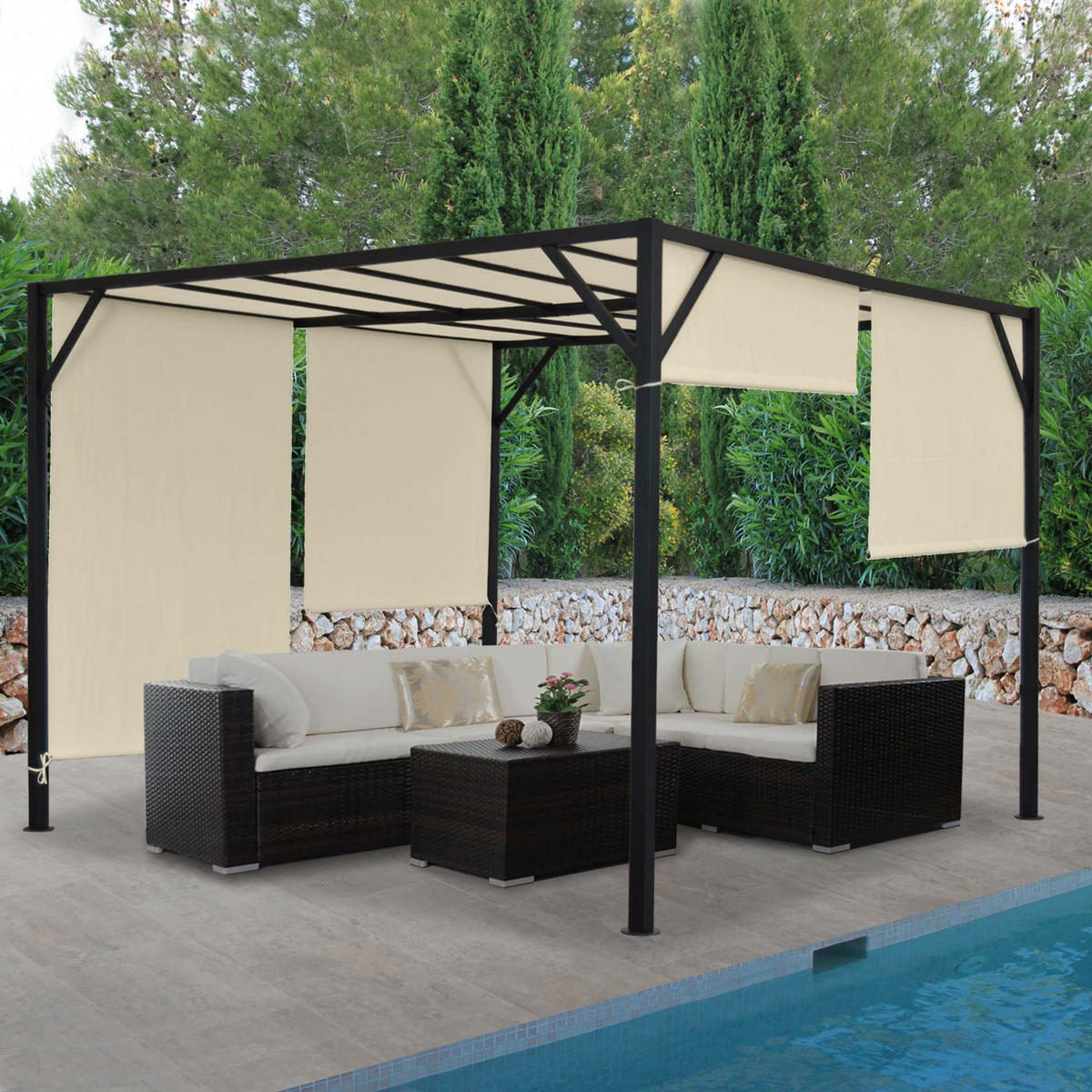 PERGOLA BEJA Cremeweiß - Weiß, Metall (305/212/405cm) - MCW