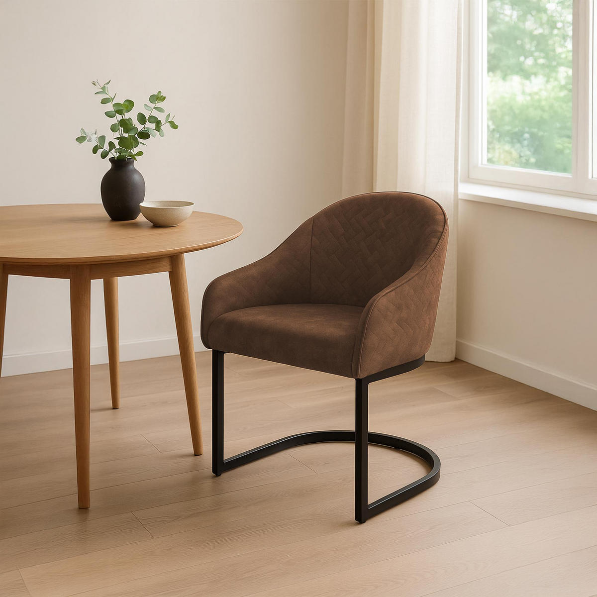 ESSZIMMERSTUHL Samt Coffee - Schwarz/Braun, Textil/Metall (60/87/59cm) - CLP