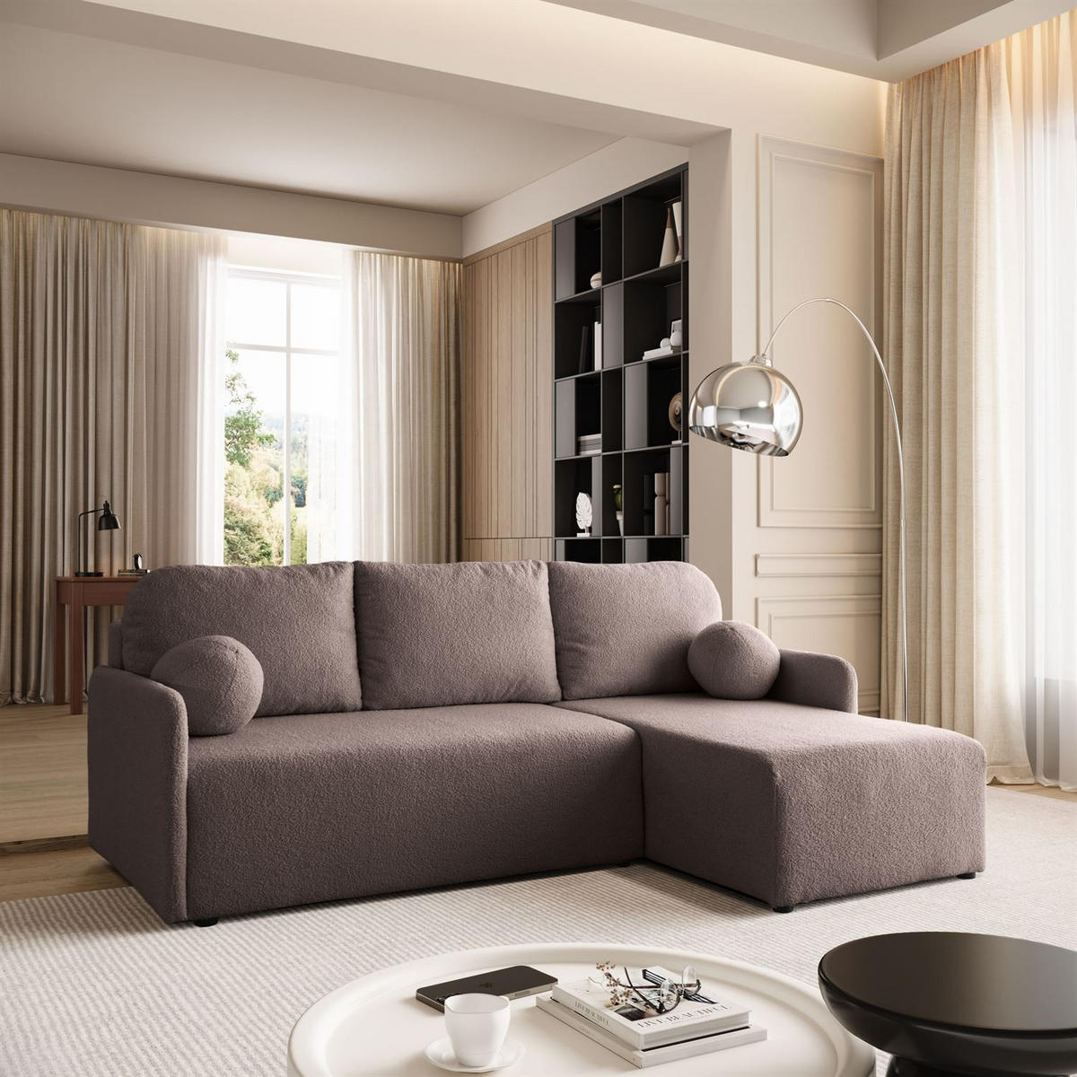 Ecksofa CUDDLE mit Schlaffunktion und Bettkasten, Quelle 21 - Braun, Textil (213/145cm) - Lookway