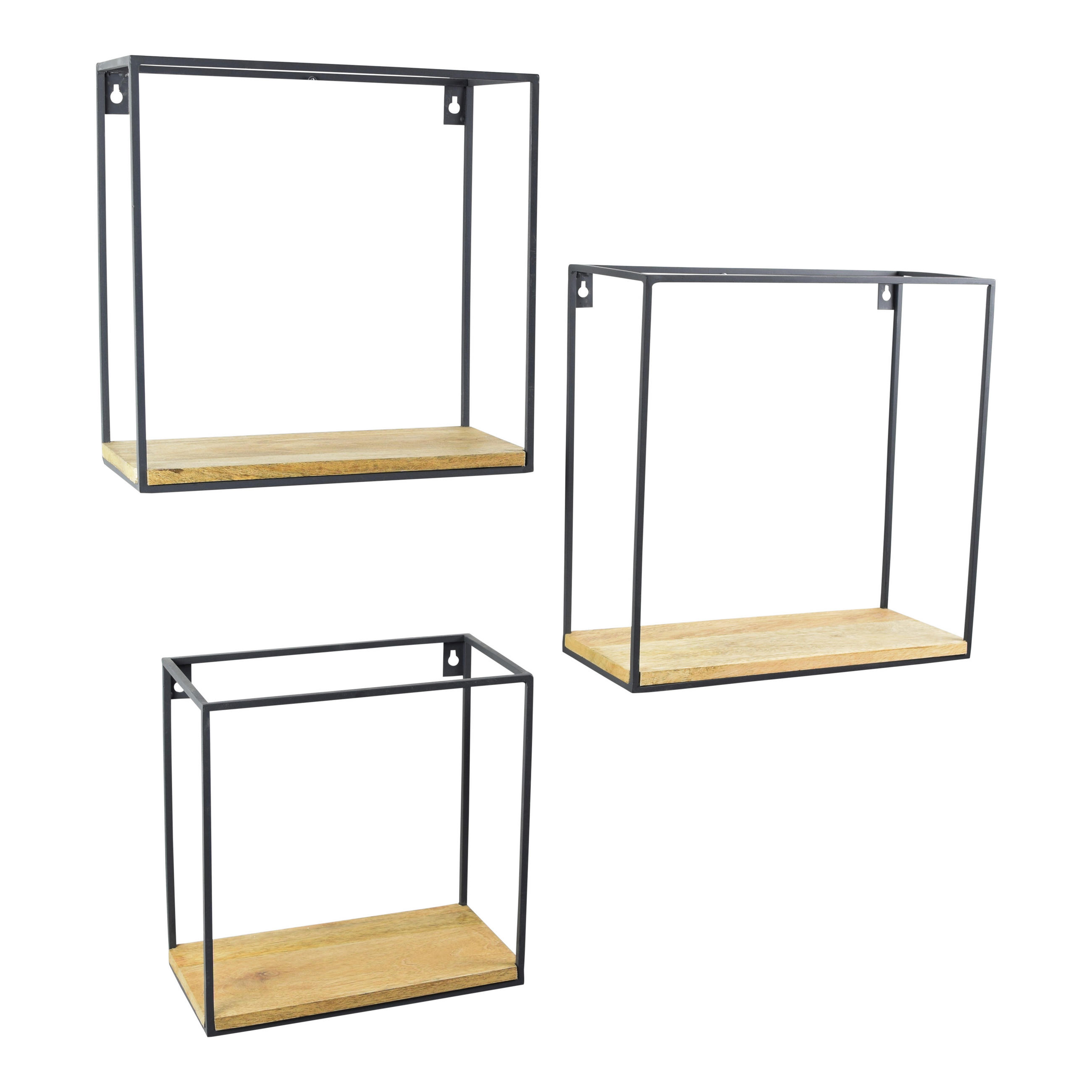 WANDREGAL Wally Schwarz 3er-set - Schwarz, Metall (36/36/15cm) - LOFT42