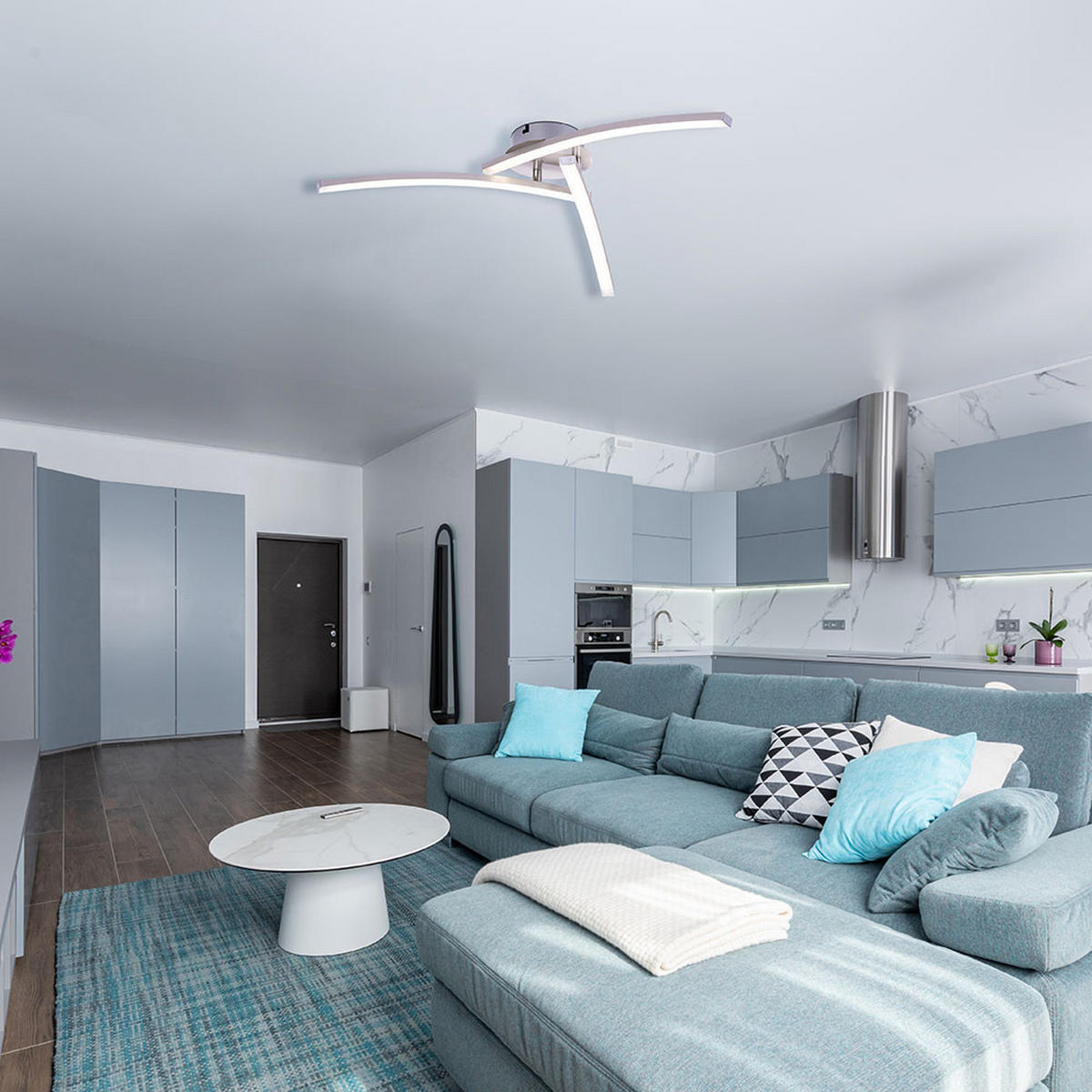 LED DECKENLEUCHTE Kristalloptik Silber - Silberfarben, Metall (60/60/12.5cm) - Globo Lighting