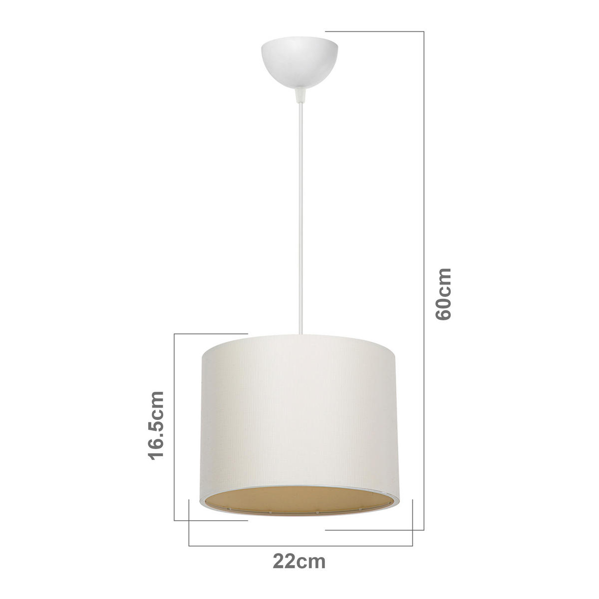 HÄNGELAMPE Willenhall - Creme, Textil (22/22/60cm) - lux.pro