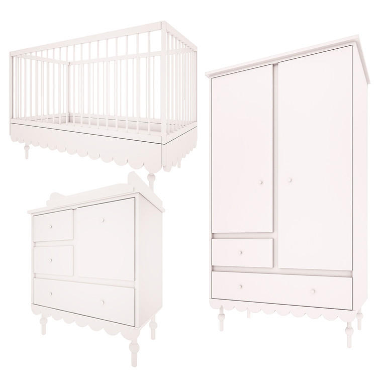 POKOJ PRO MIMINKO 3DÍLNÝ Babushka Bílá - bílá, kompozitní dřevo (145/99/75cm) - Petits-meubles