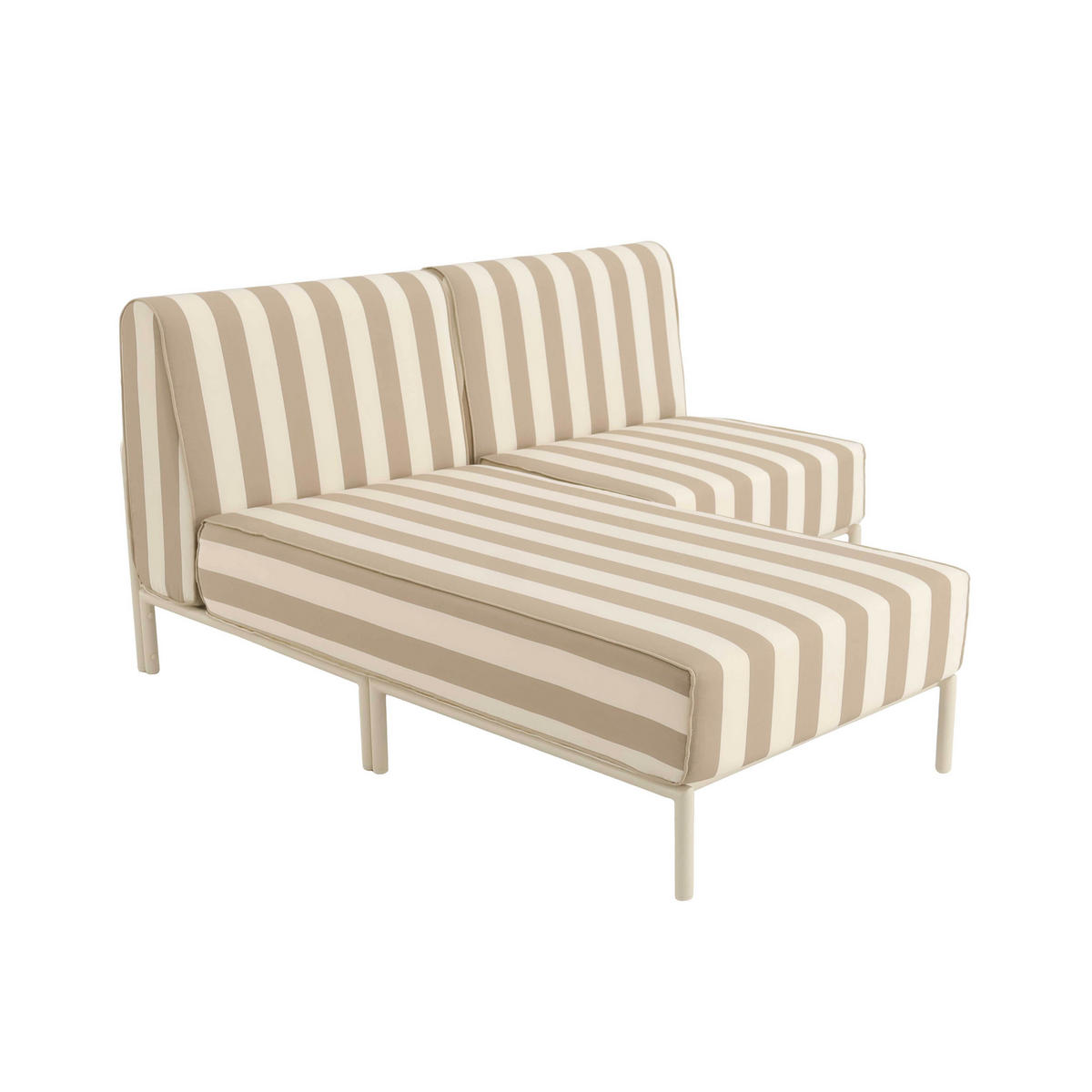 GARTENSOFA mit 2 Sitzplätzen, Beige - Beige, Metall - Oviala