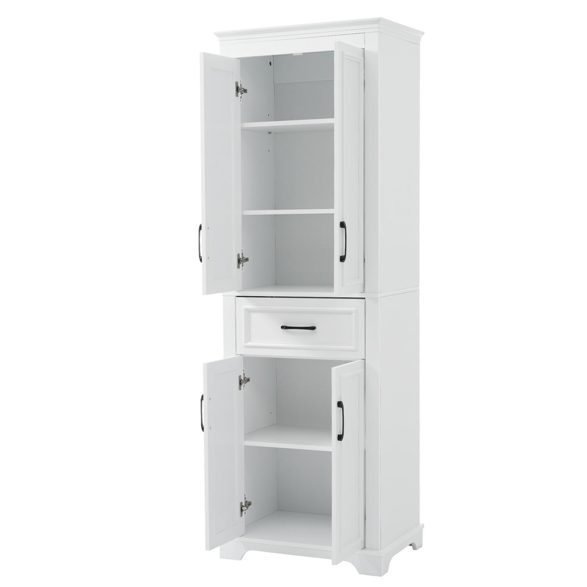 HOCHSCHRANK Weiß mit 3 Schubladen und verstellbaren Einlegeböden 57/38/180 cm - Weiß, Holzwerkstoff (60/180/40cm) - PANGIVO