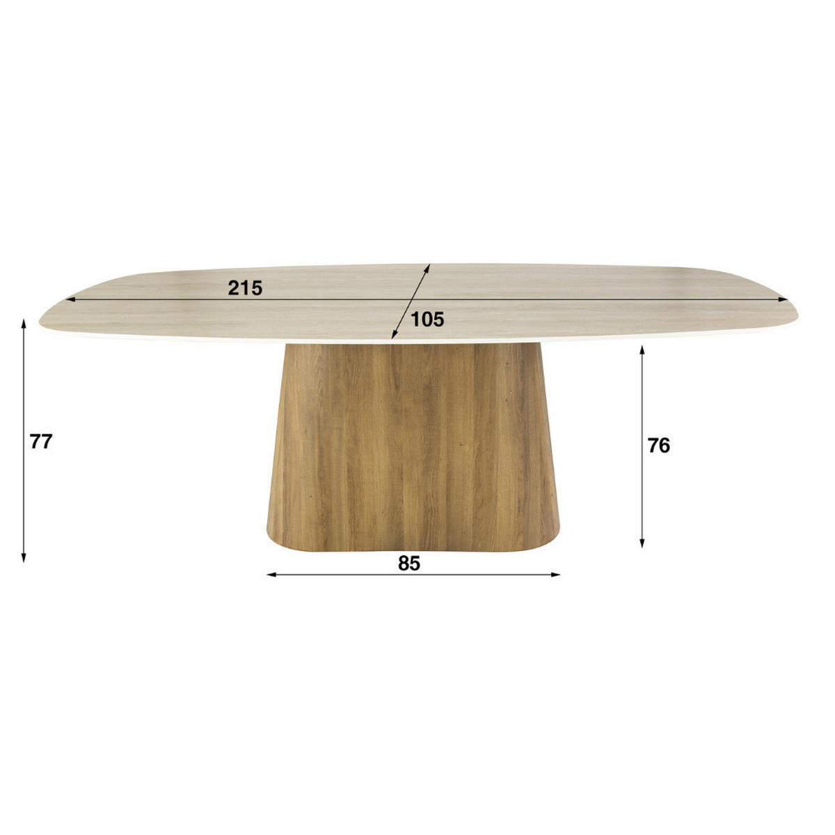 ESSTISCH TIZIANO CENTRO Beige Keramiktisch mit Säulenfuß 215cm - Beige, Keramik (215/105/77cm) - alesvelt