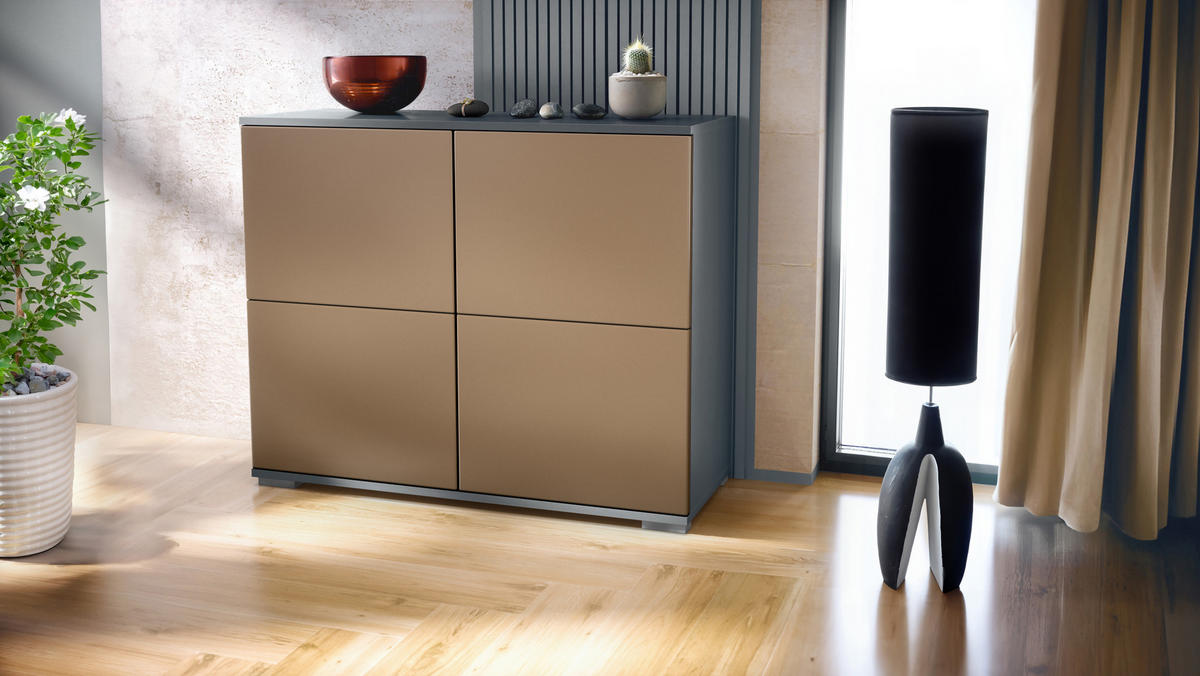 KOMMODE Rova Bronze Optik - Bronzefarben, Holzwerkstoff (92.5/75.5/35cm) - Vladon