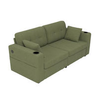 2-SITZER Sofa aus Chenille 172x75x82 cm mit USB-Anschlüssen & Stauraum, olive - Grün, Textil (75/82/172cm)