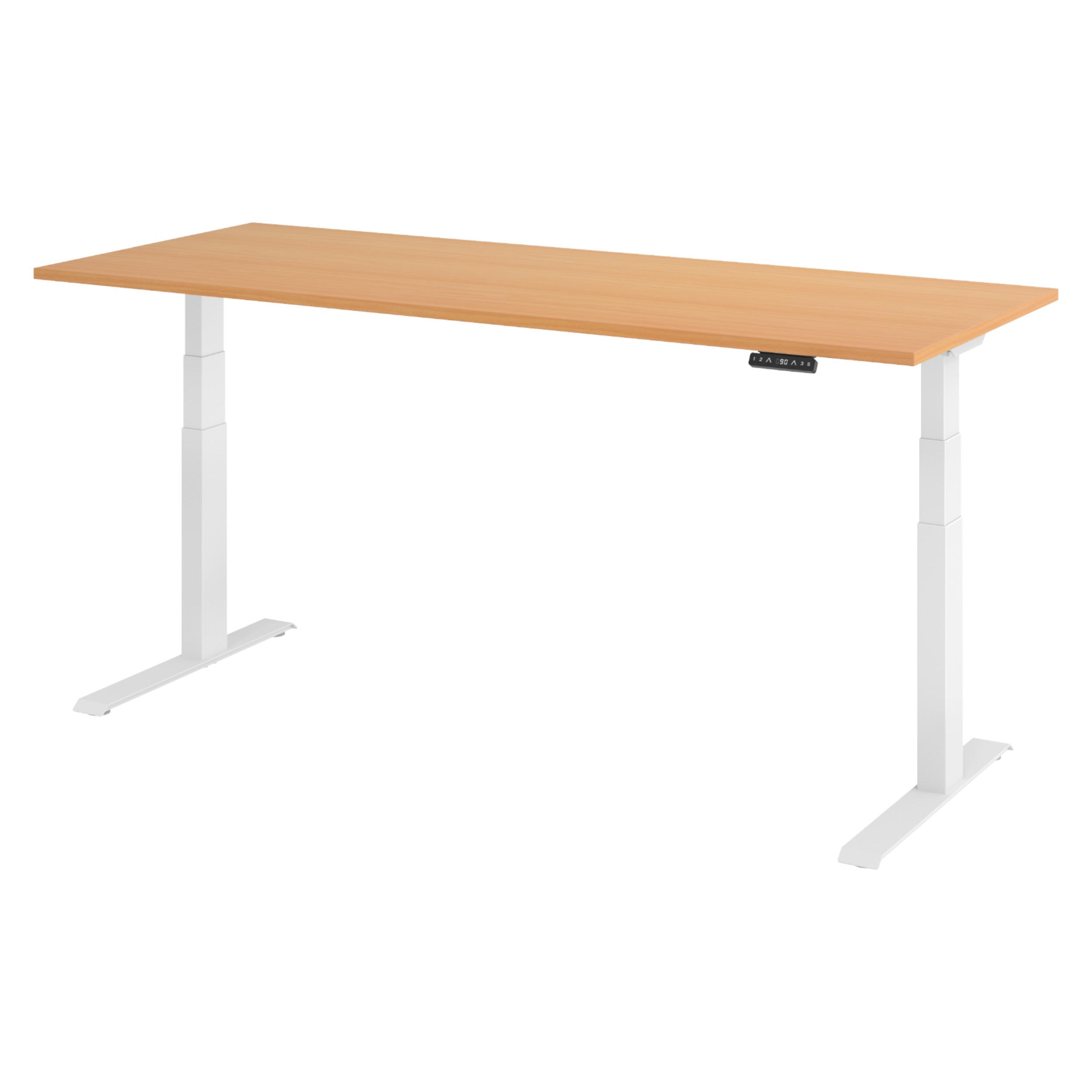 SCHREIBTISCH elektrisch XDKB 80/200/74 cm in Buchefarben/Weiß - Buchefarben/Weiß, Holzwerkstoff (80/200/74cm) - bümö