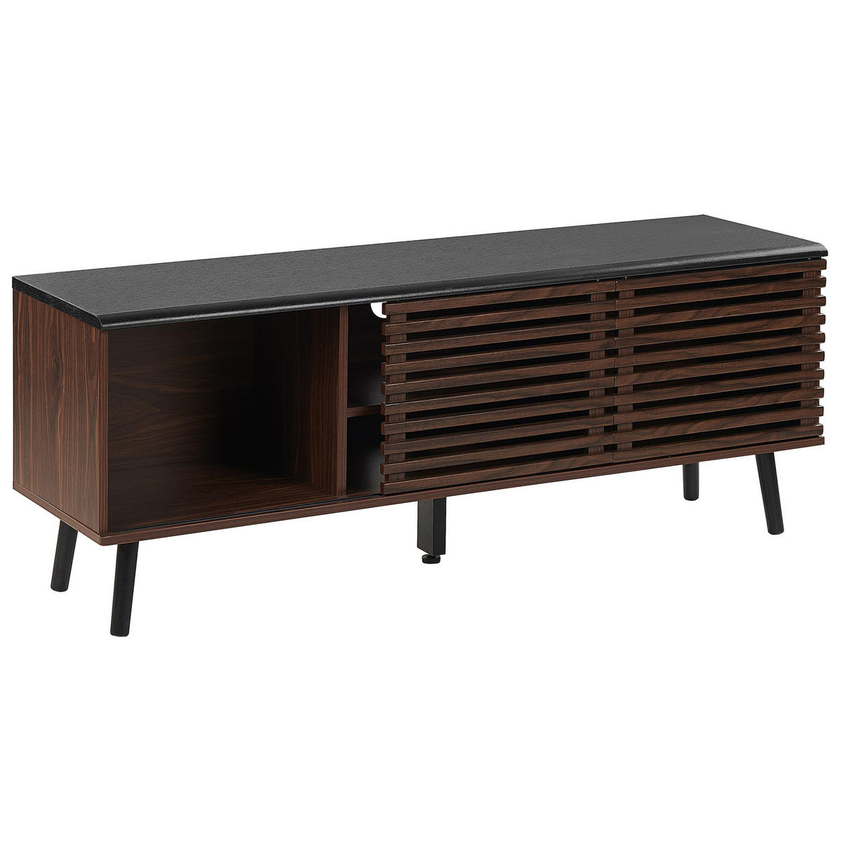 TV ORMARIĆ tamnosmeđi, crni PERTH 40/140/54 cm - tamno smeđa, drvni materijal (140/54/40cm) - Beliani