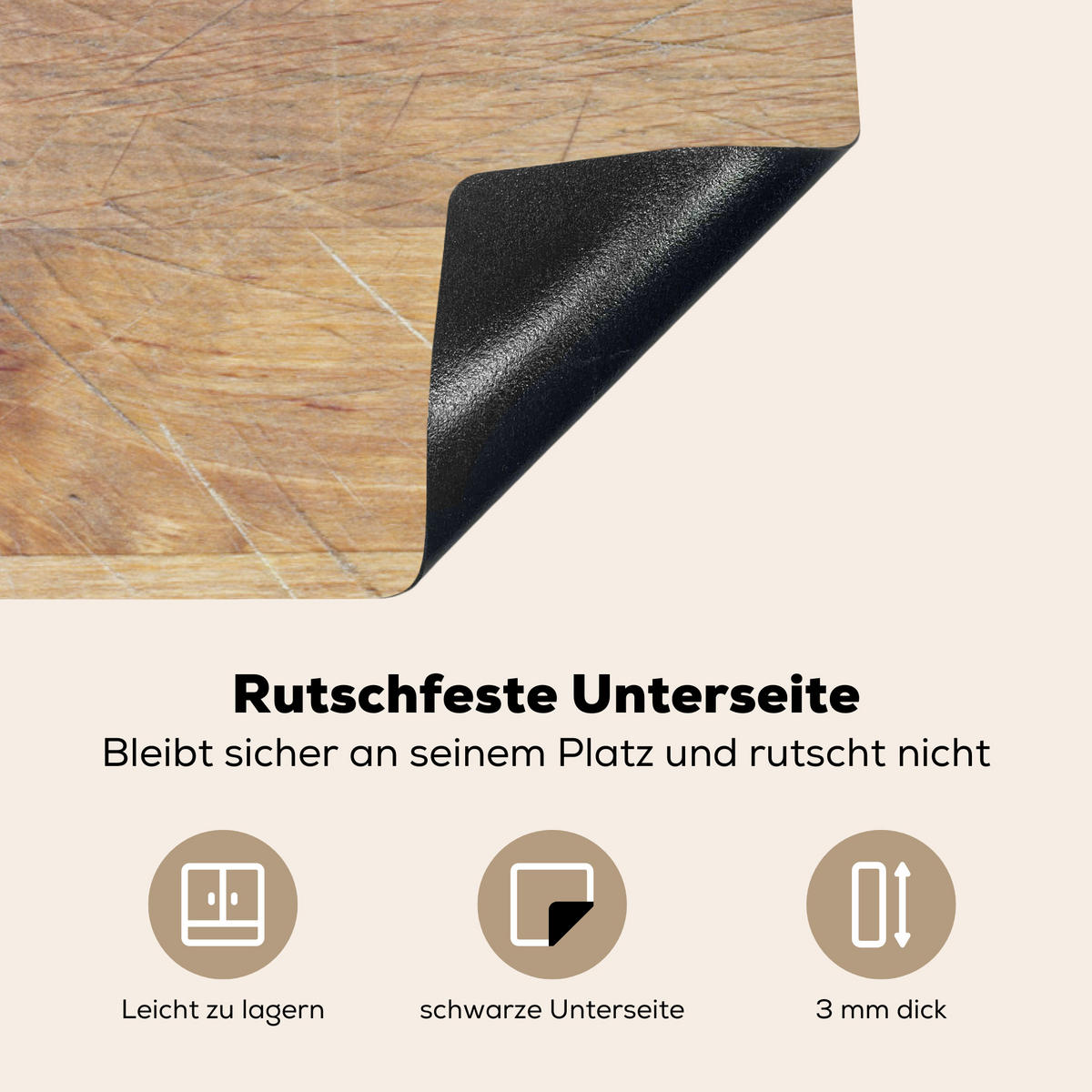 HERDABDECKPLATTE Holz - Löffel - Braun - Smiley 77x51 cm - Hellbraun, Kunststoff (77/0.2/51cm) - MuchoWow