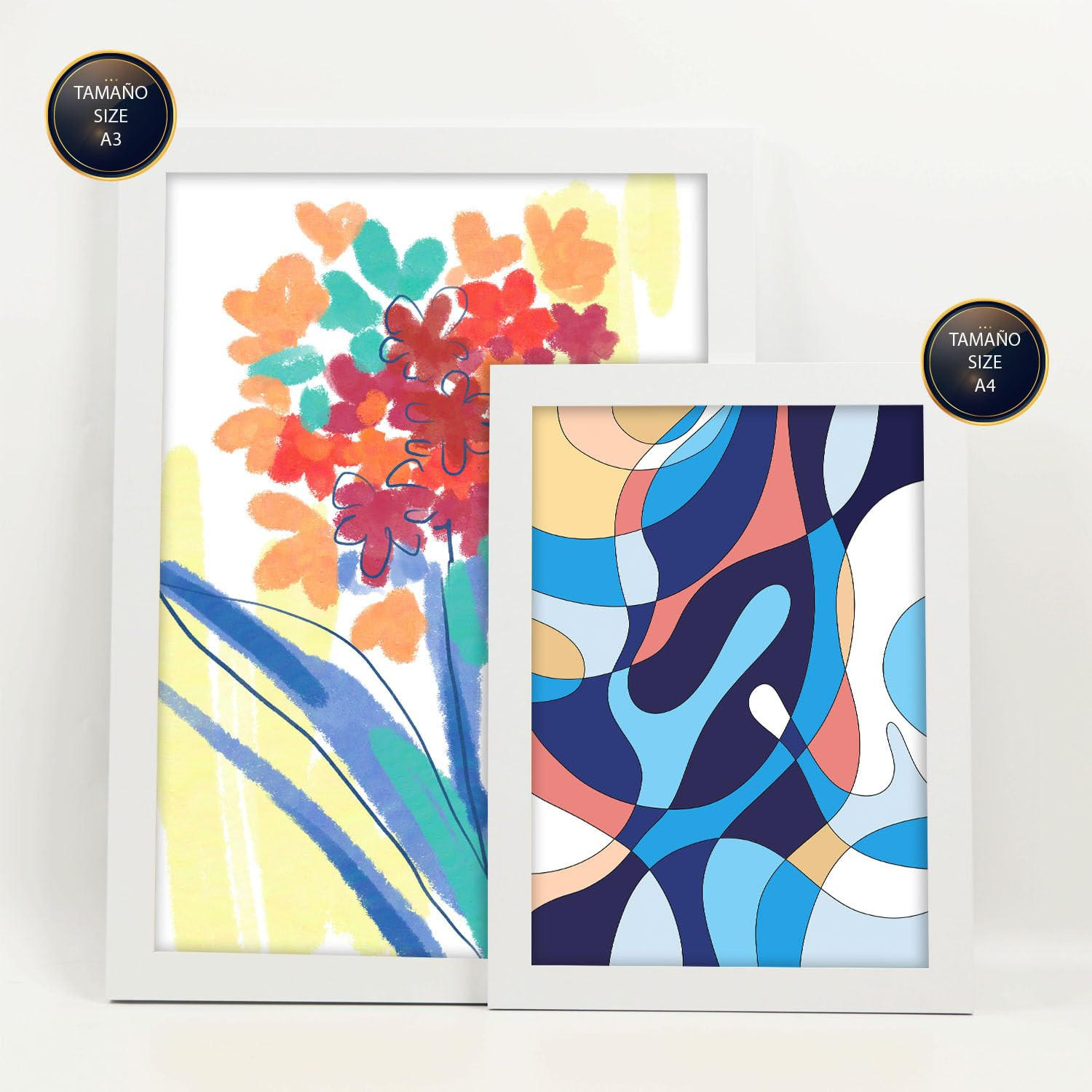 POSTER Set Mit 6 Venenflora In Blume Zusammenfassung Ästhetische Dekorative Gemälde Für Ihr Wohnzimmer, Schlafzimmer, Zuhause A3 & A4 Weißer Rahmen - Weiß, Papier (29/3cm) - Nacnic