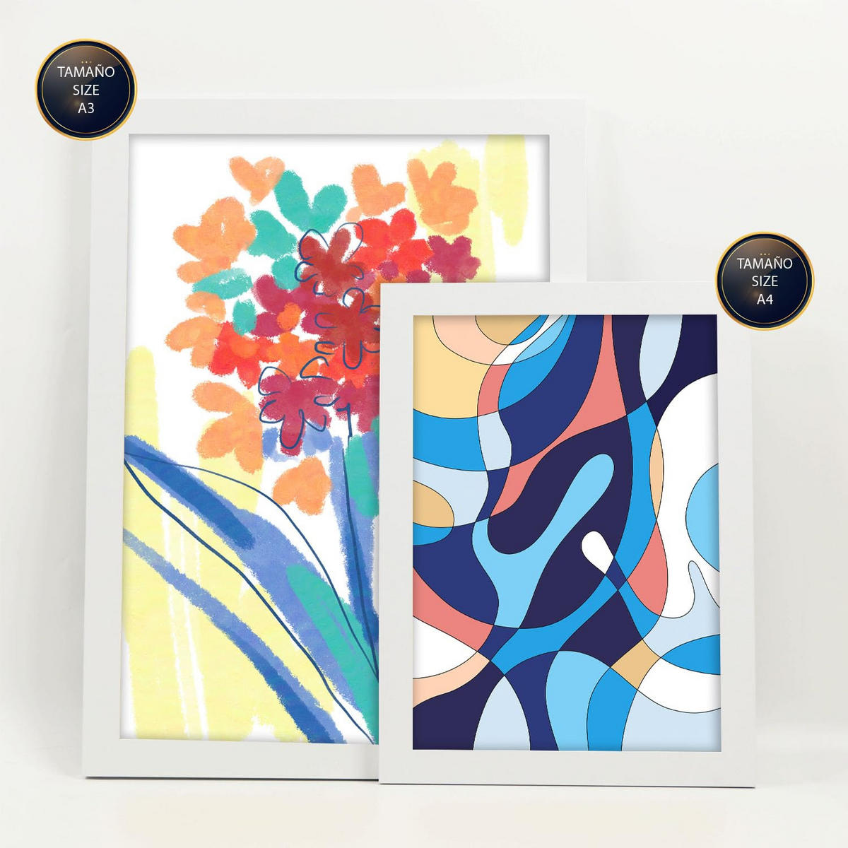 POSTER Set Mit 6 Venenflora In Blume Zusammenfassung Ästhetische Dekorative Gemälde Für Ihr Wohnzimmer, Schlafzimmer, Zuhause A3 & A4 Weißer Rahmen - Weiß, Papier (29/3cm) - Nacnic