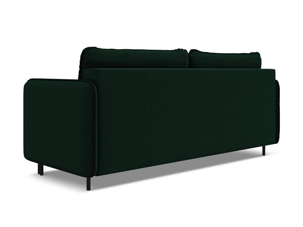 3-SITZER SOFA mit Schlaffunktion Samt Stoff Grün - Dunkelgrün/Schwarz, Holz/Textil (226/90/92cm) - Makamii