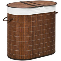 WÄSCHEKORB, Bambus, Polyester, Braun - Braun, Naturmaterialien (37/60.5/62.5cm) - HOMCOM