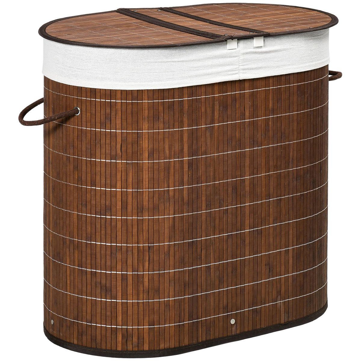 WÄSCHEKORB, Bambus, Polyester, Braun - Braun, Naturmaterialien (37/60.5/62.5cm) - HOMCOM