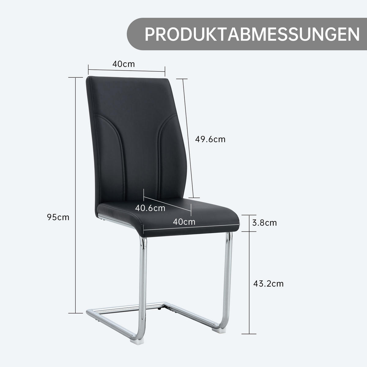 SCHWINGSTUHL DE-36747 2er-Set mit PU-Bezug und Metallgestell Schwarz - Schwarz, Metall (40/95/40.6cm) - ComfortXL