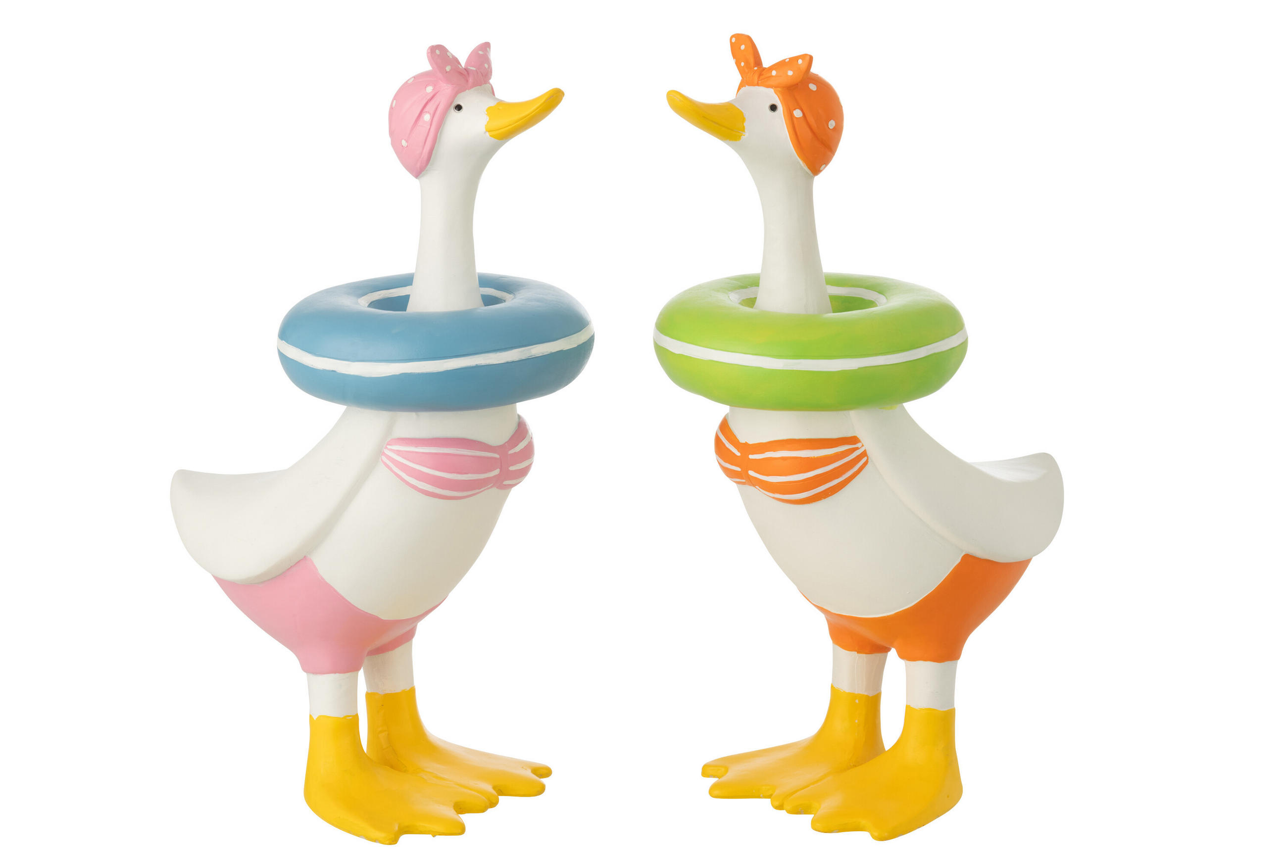 DEKOOBJEKT ENTE (2ER SET) - Multicolor, Glas/Naturmaterialien (16/40/23.5cm) - J-Line