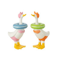 DEKOOBJEKT ENTE (2ER SET) - Multicolor, Glas/Naturmaterialien (16/40/23.5cm) - J-Line