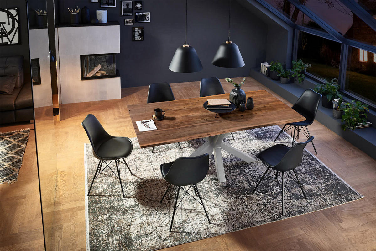 ESSTISCH FELINA - Silberfarben/Braun, Holz/Metall (85/160/77cm) - SAM
