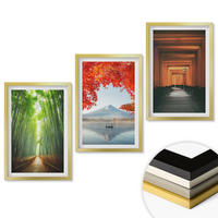WANDBILDER 3er Set - 40x60 cm Goldrahmen - Fuji-Bambuswaldlandschaft - Goldfarben, Kunststoff (40/60cm) - ArtPrintCave