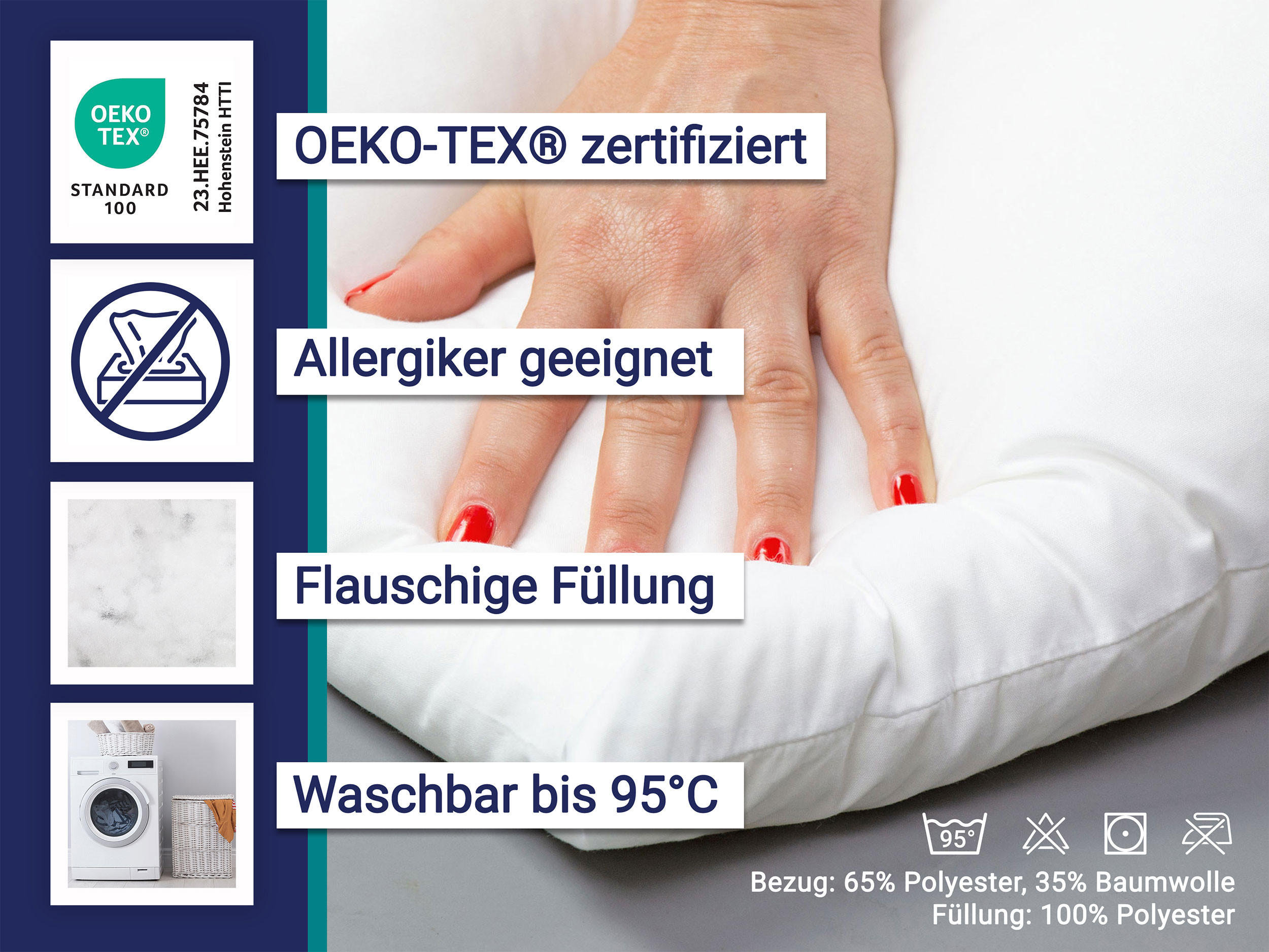 KISSEN, 60x80 cm, 65% Polyester, 35% Baumwolle, Weiß - Weiß, Textil (60/80cm) - Zollner