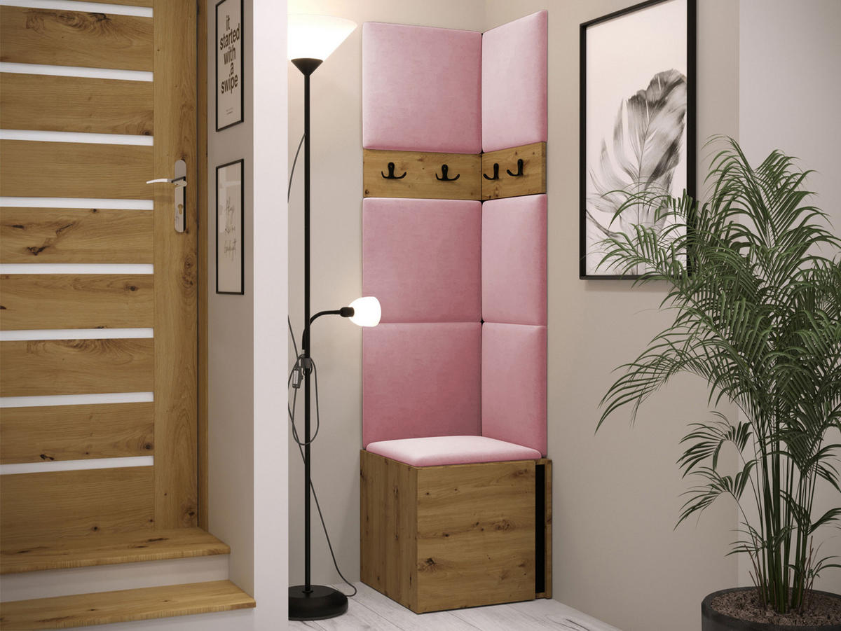 GARDEROBEN-SET Orion XXI - Eiche Artisan/Rosa, Holzwerkstoff/Kunststoff (42/186/46cm) - MIRJAN24