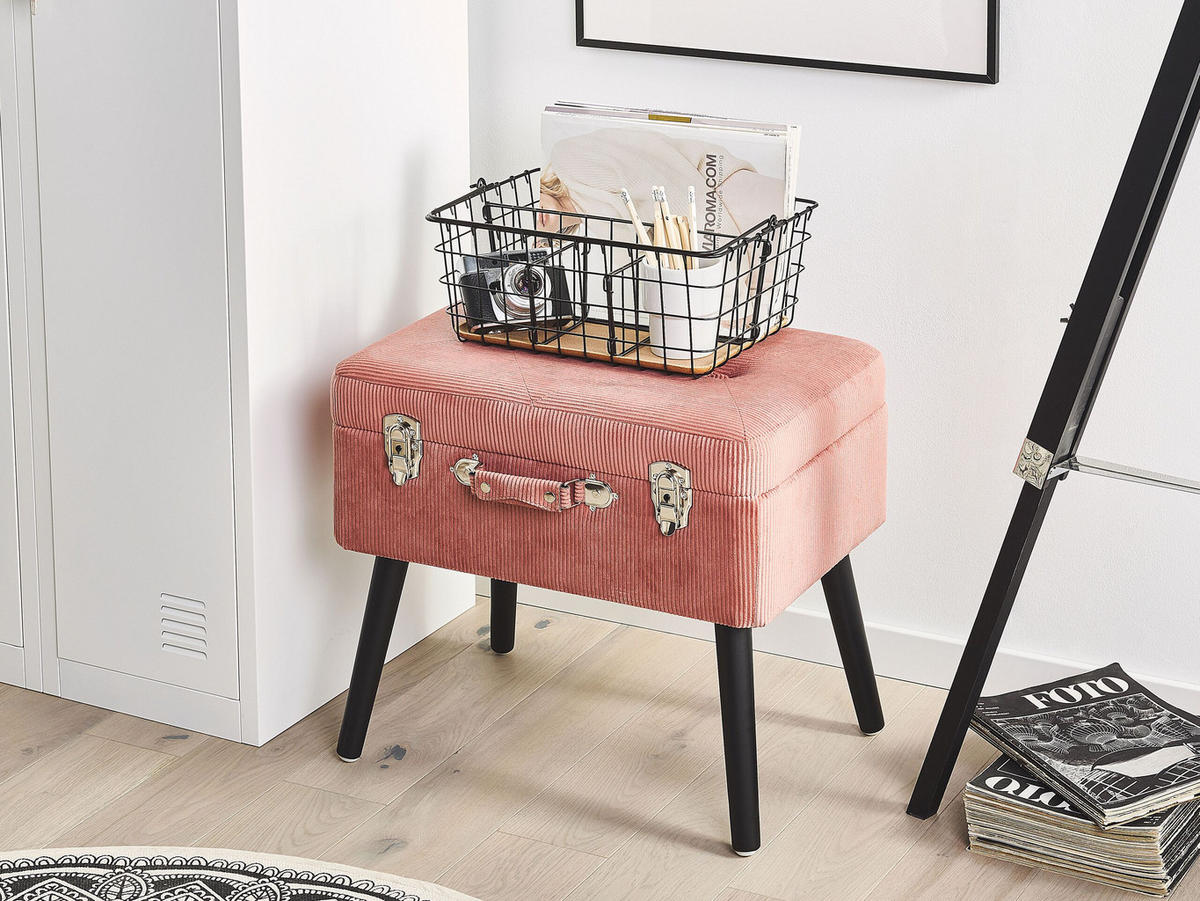 HOCKER Mallard 36/52/46 cm - Pink, Textil (52/46/36cm) - Beliani