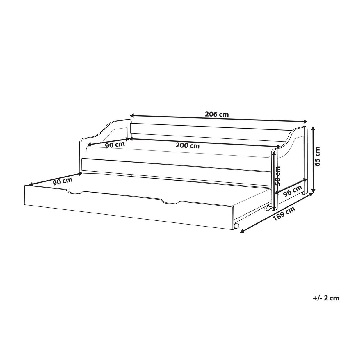 AUSZIEHBETT 90x200 cm Weiß Luneray - Weiß, Holz (90/200cm) - Beliani