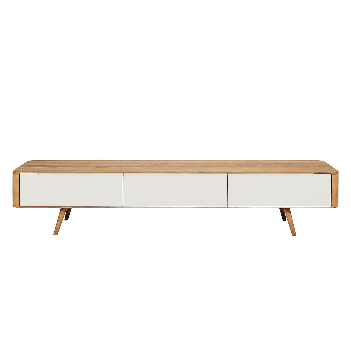 TV-LOWBOARD - Wildeiche teilmassiv - Wildeiche/Weiß, Holzwerkstoff (225/45/42cm) - home24