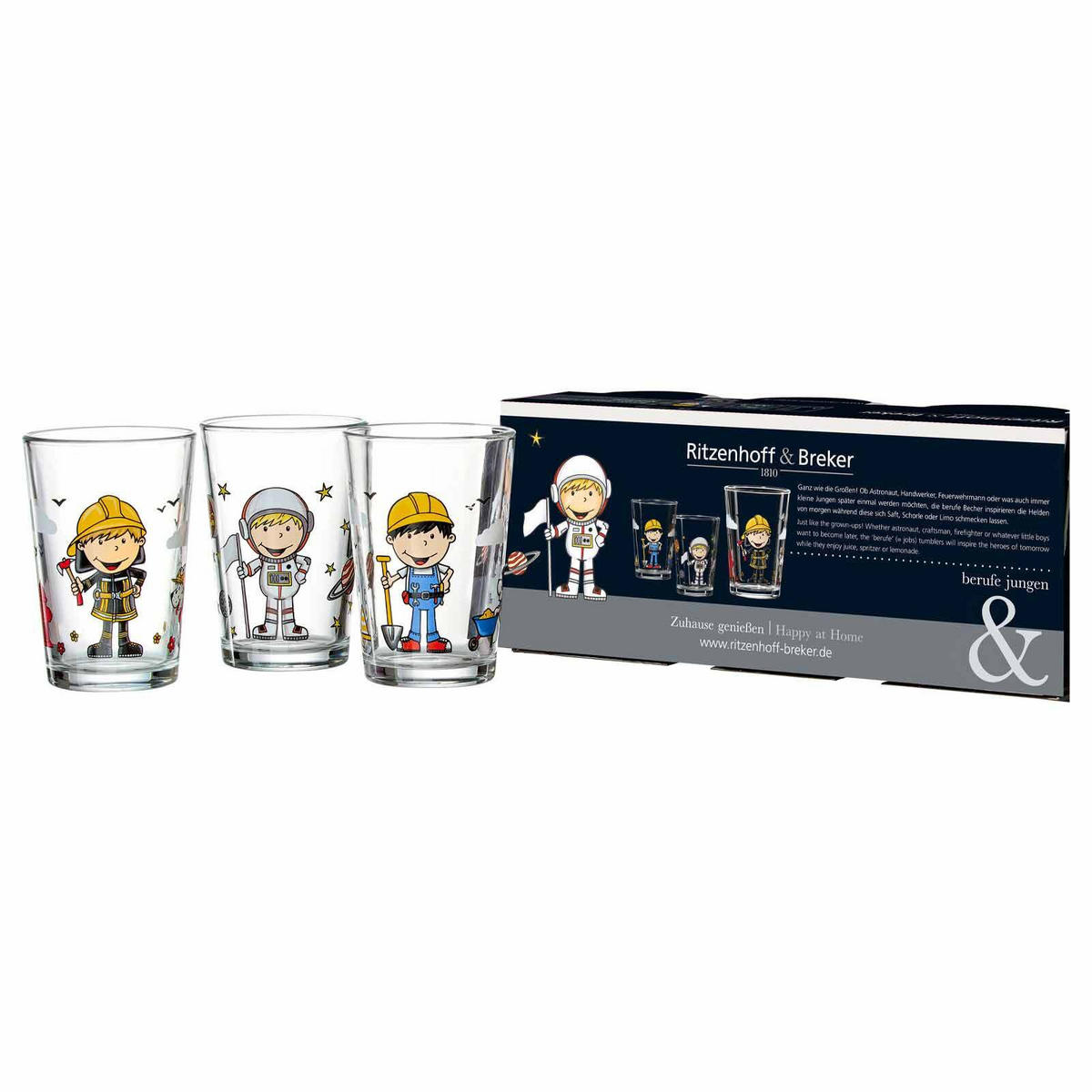 KINDERGLÄSER Berufe Jungen bunt 205 ml 6er Set - Multicolor, Glas (0.205L) - Ritzenhoff Breker
