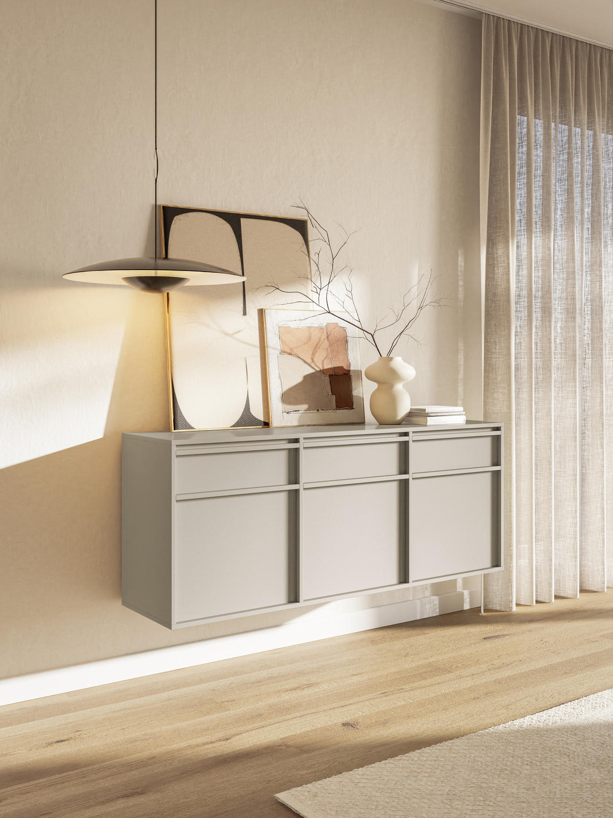 SIDEBOARD Evo Graubeige 154 cm - Greige, Holzwerkstoff (154/61.6/39cm) - Selsey
