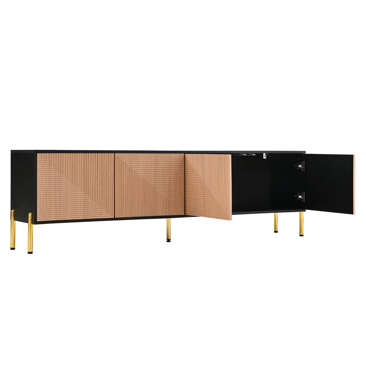 TV-LOWBOARD 179/35/53,5 cm mit 4 Türen und griffloser Front - Hellbraun, Holzwerkstoff (179/53.5/35cm) - BEAOK