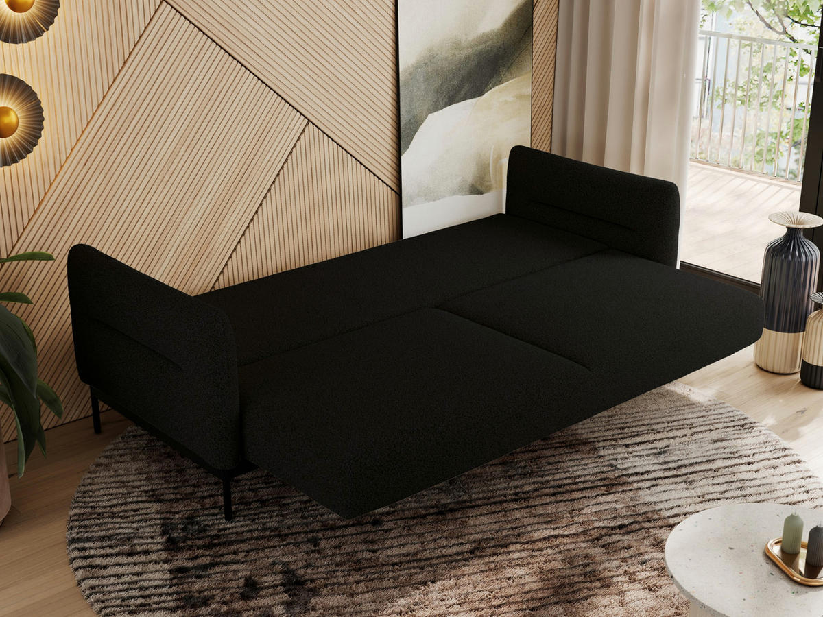SOFA SALENTO Schwarz Boucle - Schwarz, Textil/Metall (221/82/101cm) - MKS