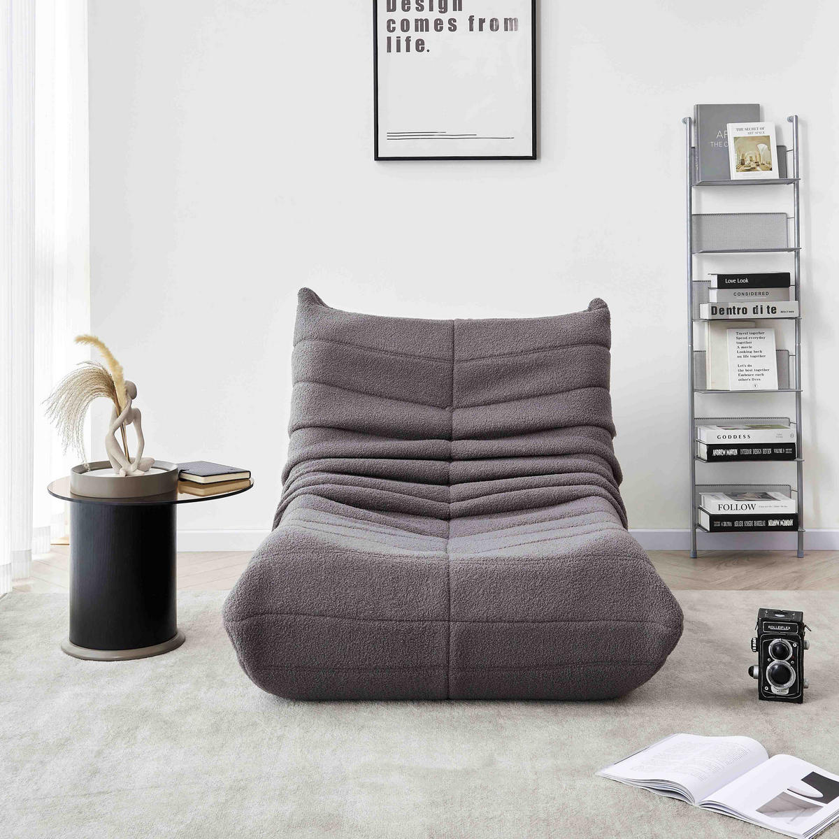 SEDACÍ VAK v šedé barvě, relaxační křeslo do interiéru s vysoce elastickou pěnou, snadno přemístitelné - šedá, textil (85/79/110cm) - STILVORA