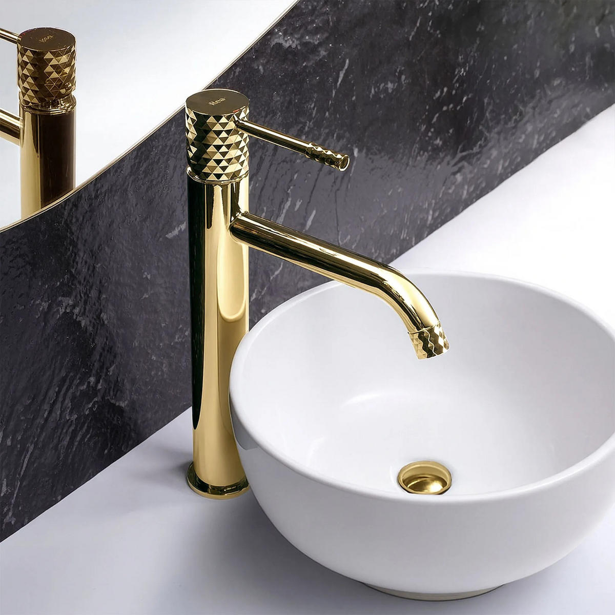 WASCHBECKENARMATUR Rea Lungo Diamond Gold High - Goldfarben, Metall (4/30/12cm) - REA