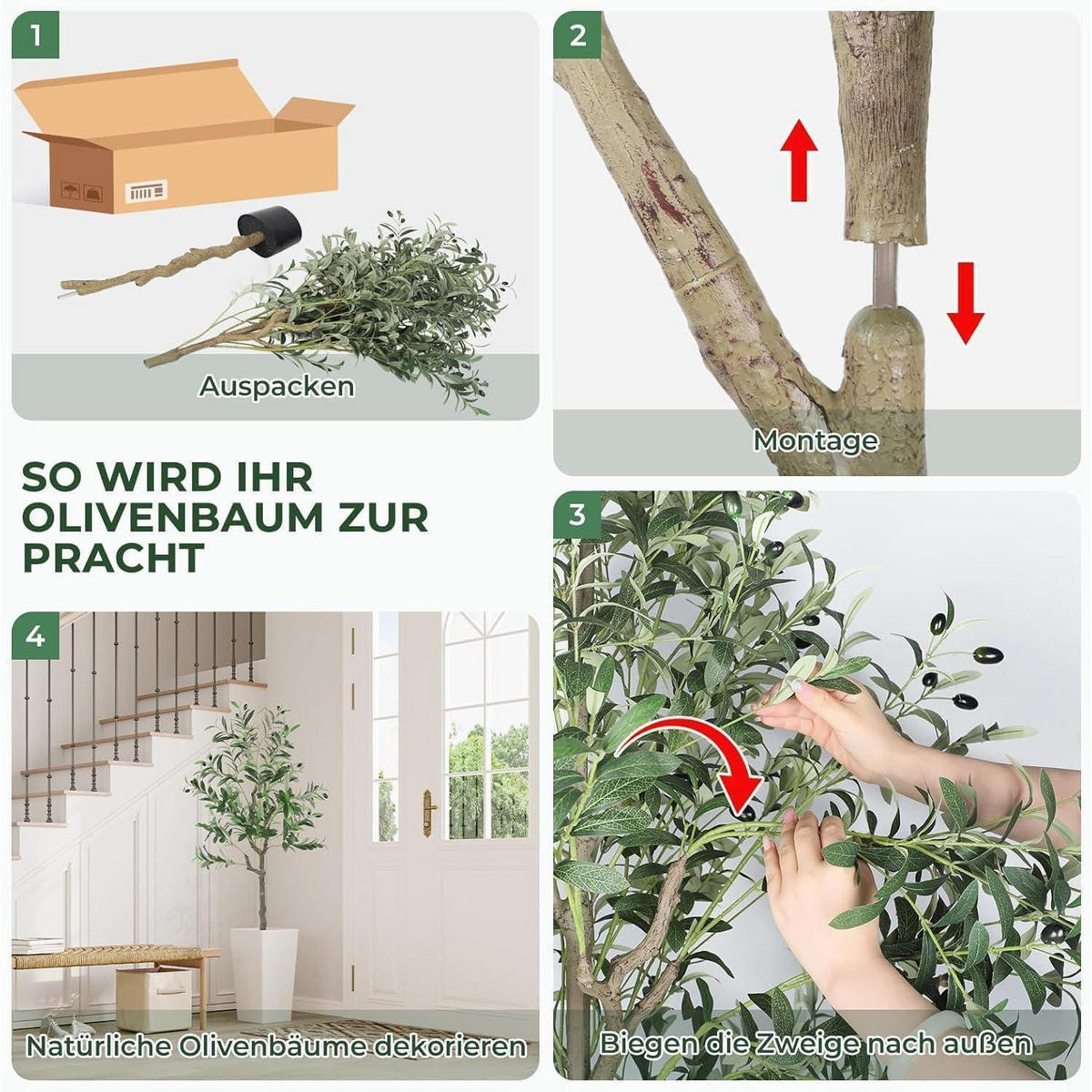KUNSTBAUM Olivenbaum 120 cm - Olivgrün, Kunststoff (120cm)