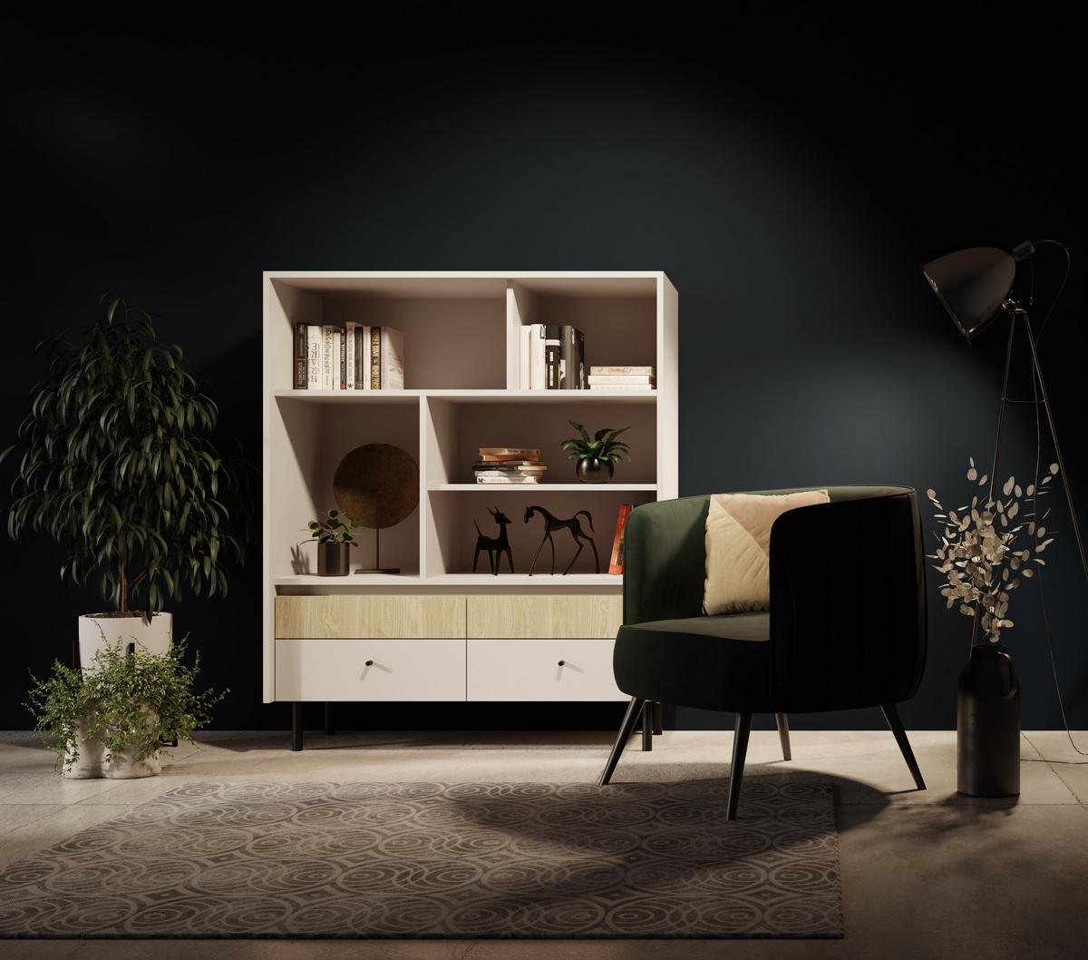 BÜCHERREGAL NUVOLA 103,5x42x125,5 cm, Regal Beige - Beige, Holzwerkstoff (103.5/125.5/42cm) - MASSENO