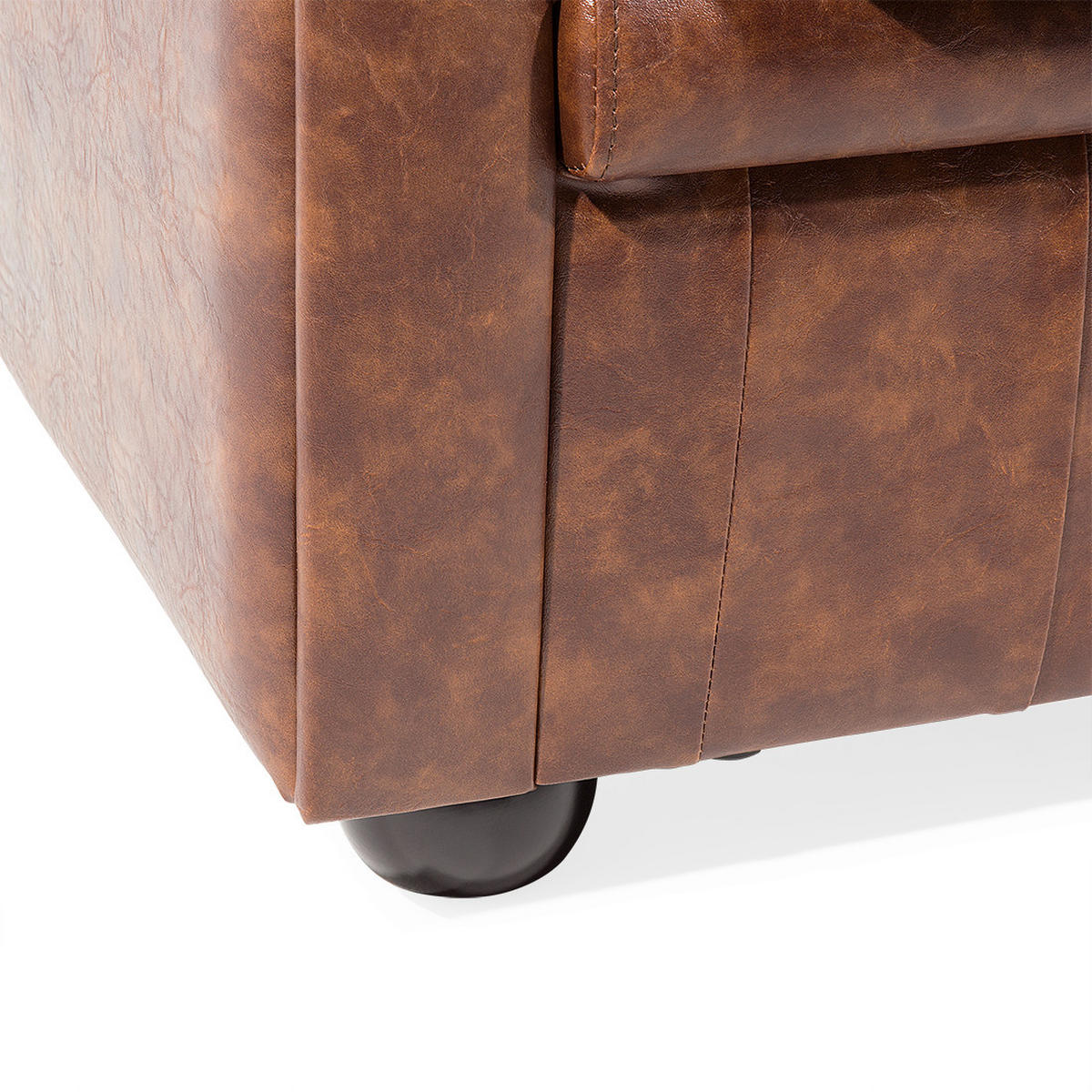 SOFA Kunstleder Goldbraun Chesterfield - Goldfarben, Kunststoff/Textil (195/70/75cm) - Beliani