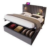 POLSTERBETT 140/200 cm Grau aus Baumwolle mit Bettkasten - Grau, Textil (140/200cm) - OKMYHOME