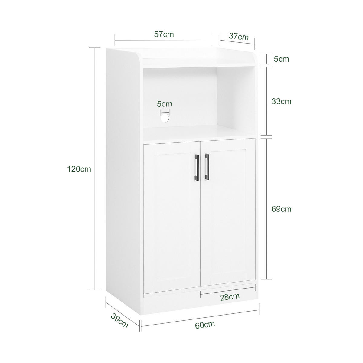 KÜCHENSCHRANK Weiß - Weiß, Holzwerkstoff (60/120/39cm) - SoBuy