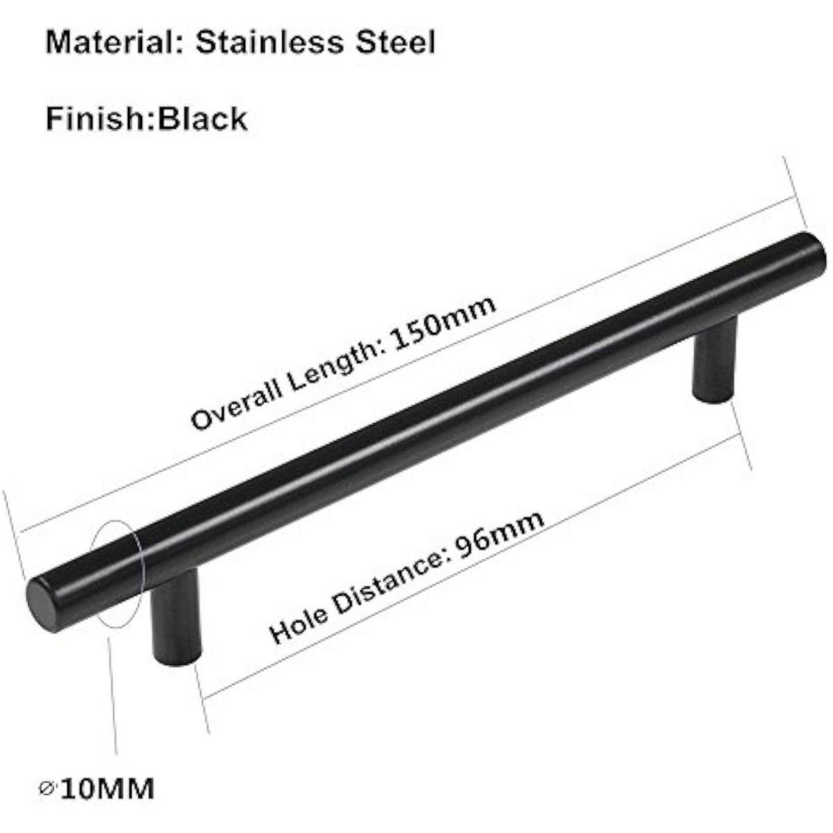 MÖBELGRIFF Schwarz 20er-Set 96 mm T-Griff - Schwarz, Leder (0.1/2.5/1.5cm)