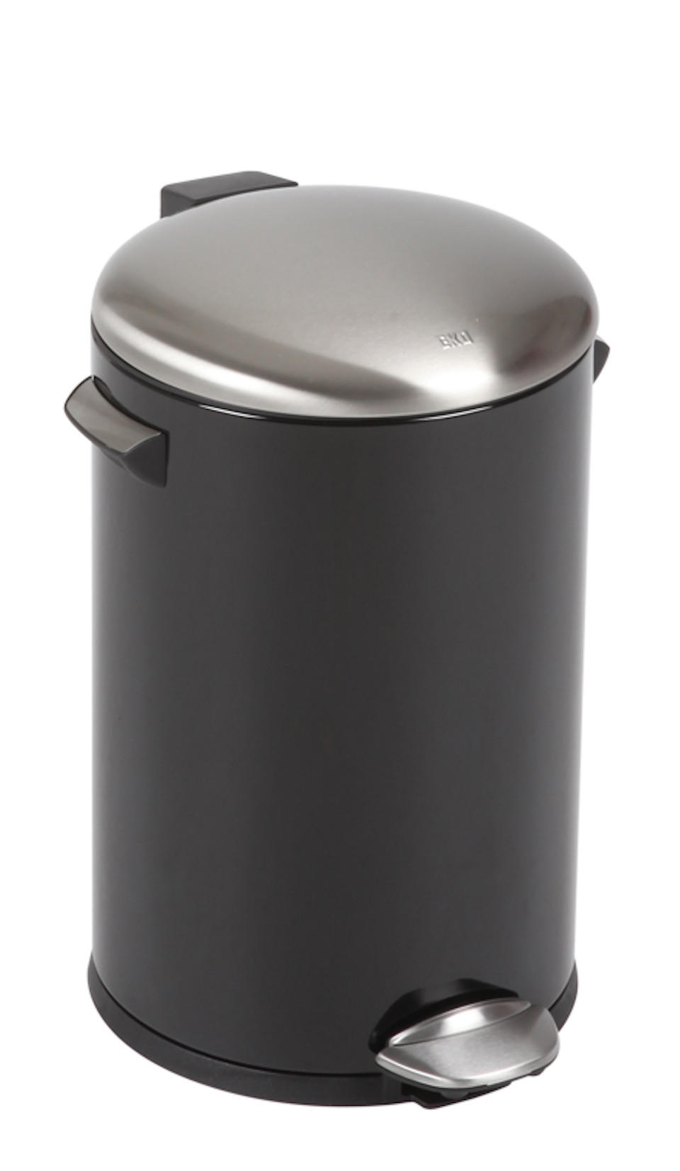 MÜLLEIMER Retro Mit Markanten Griffen und Kugelkappe 12 Liter 41,2 x 25 cm Kunststoff Inneneimer Schwarz - Schwarz, Metall (28.3/41.2/31.9cm) - PROREGAL