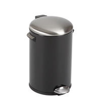 MÜLLEIMER Retro Mit Markanten Griffen und Kugelkappe 12 Liter 41,2 x 25 cm Kunststoff Inneneimer Schwarz - Schwarz, Metall (28.3/41.2/31.9cm) - PROREGAL