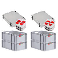 EUROBOX 4x Nextgen Color Mit Auflagedeckel 22x40x60cm Griffe Rot Offen - Rot, Kunststoff (40/22/60cm) - PROREGAL