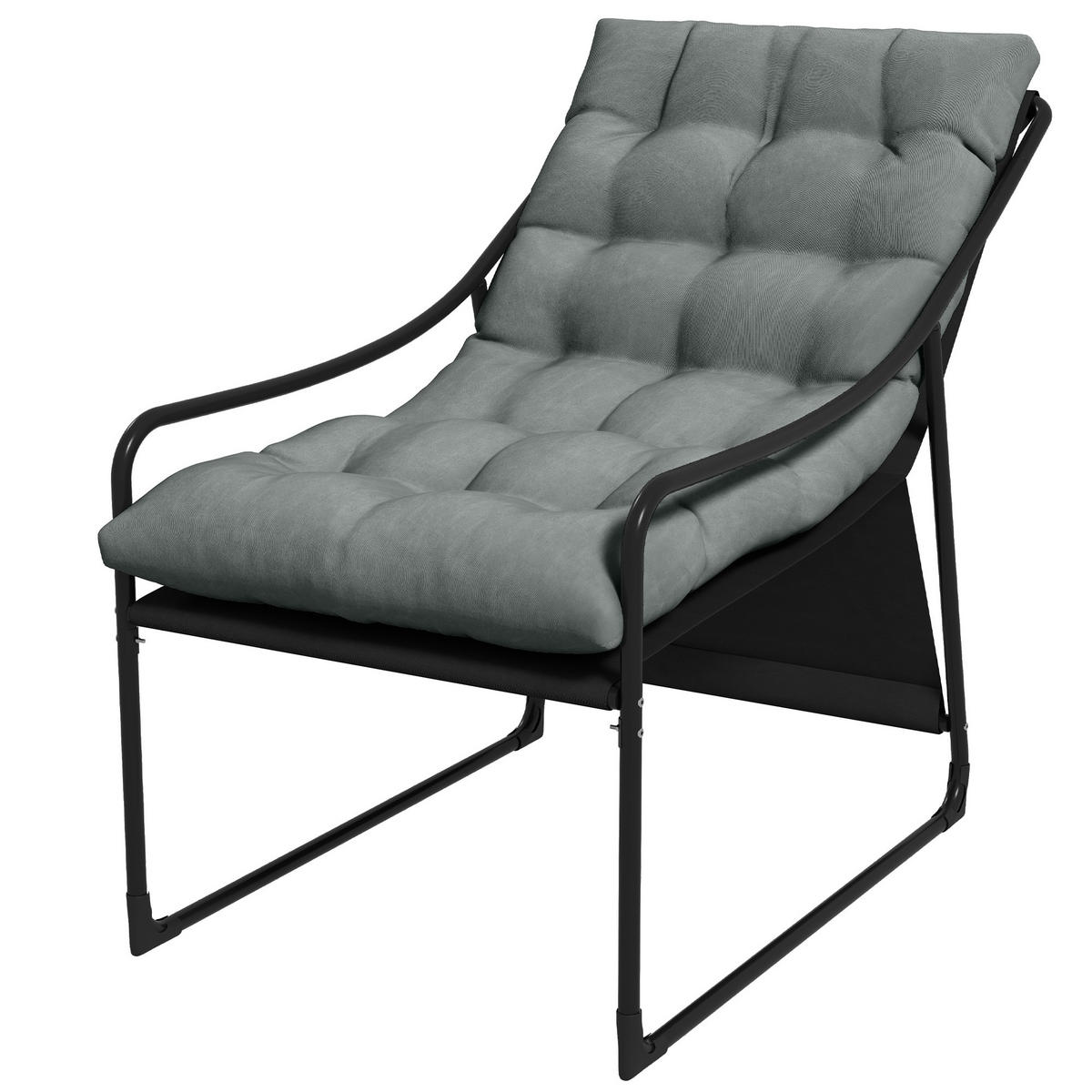 LOUNGESESSEL DE-09798 Grau/Schwarz - Grau, Metall (110/88/62cm) - ComfortXL