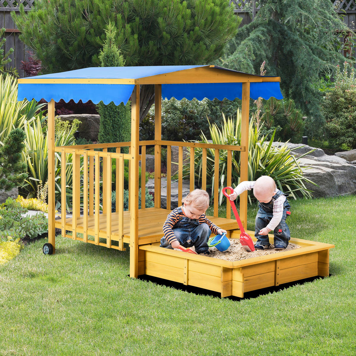 SANDKASTEN, Naturholz, Tanne - Naturfarben, Holz (133/129/137.5cm) - Outsunny