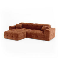 ECKSOFA (links) COCOON Geprägter Samt Terrakotta 230cm - Dunkelorange/Terracotta, Textil (230/155cm) - Premium Interiors