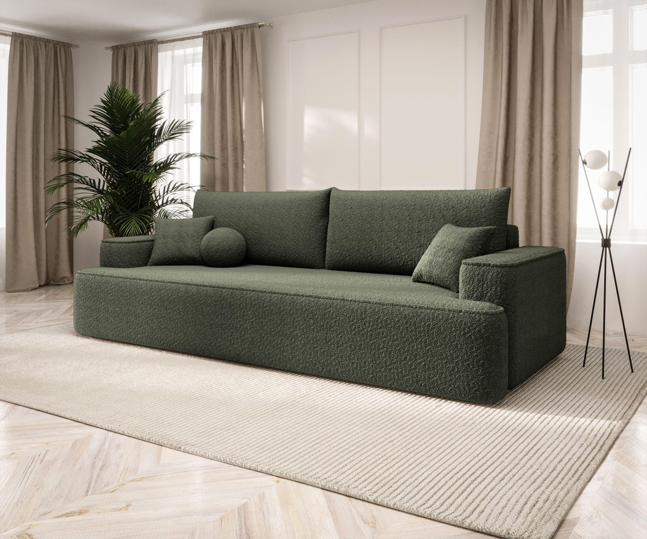 SOFA mit Schlaffunktion FIGO Quelle 37 - Dunkelgrün, Textil (250/75/150cm) - Bedante