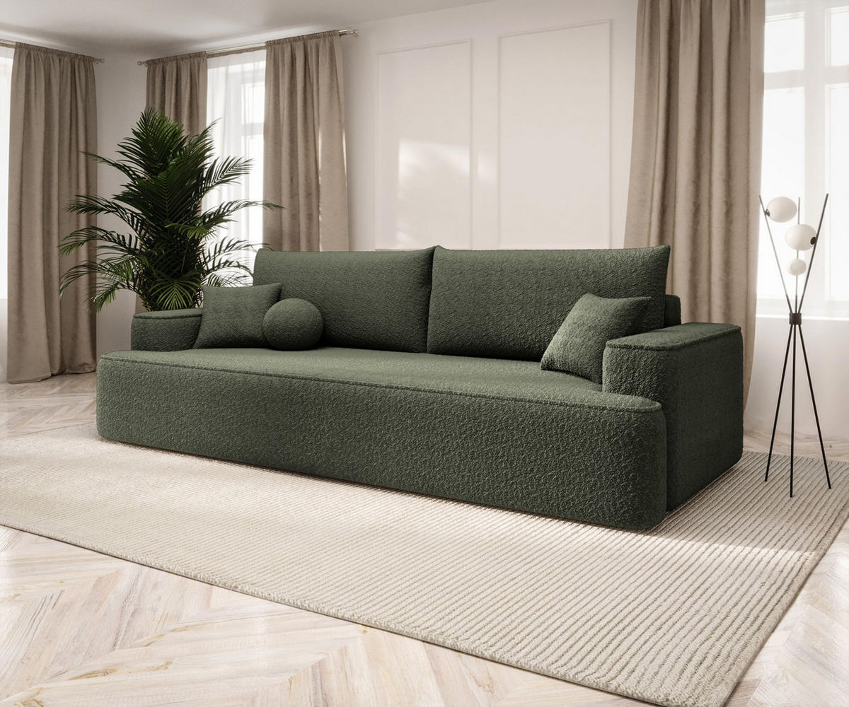 SOFA mit Schlaffunktion FIGO Quelle 37 - Dunkelgrün, Textil (250/75/150cm) - Bedante